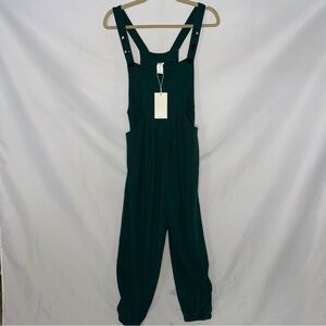Halara Waffle Knit Adjustable Strap Jogger Overalls Hunter Green Size S NWT